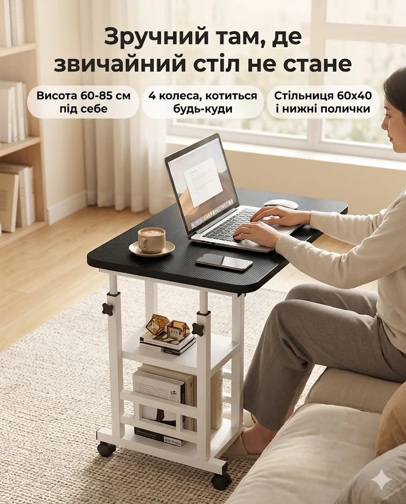 Робота з ноутбуком на дивані за столиком